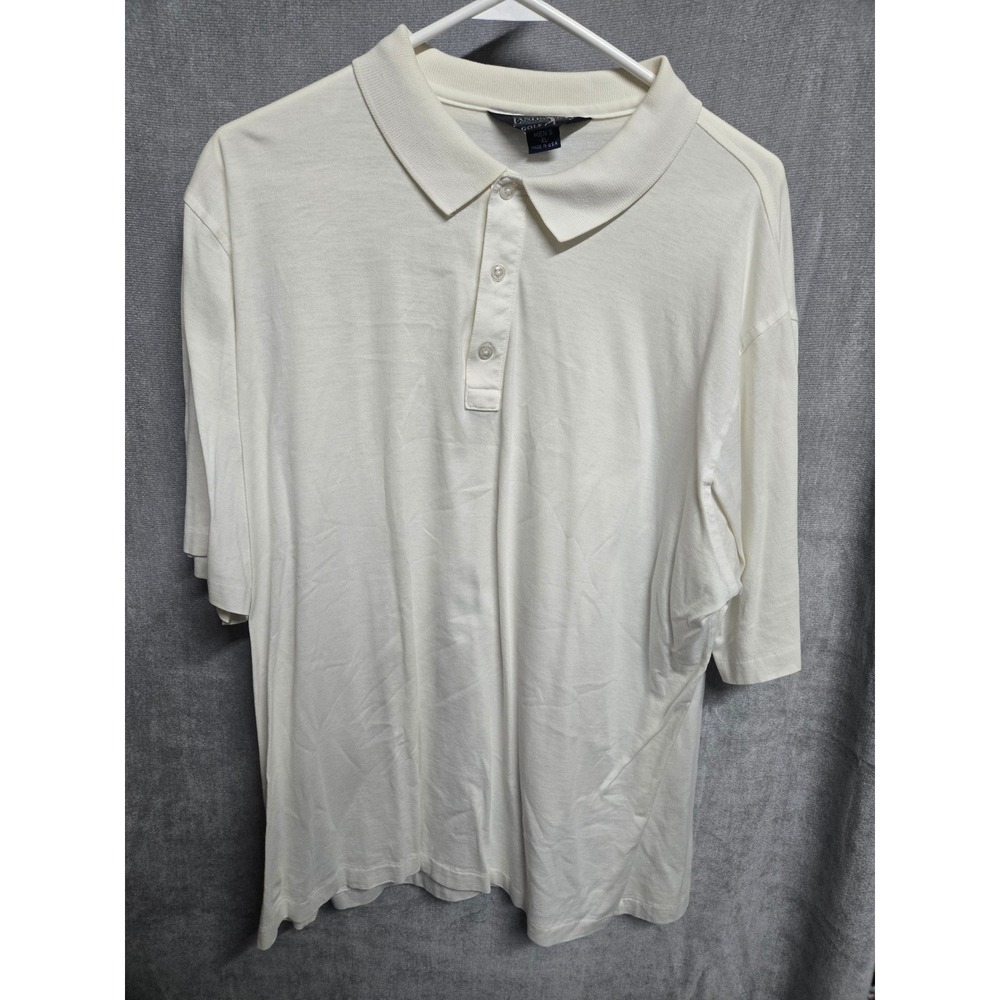 Vintage Lands End Golf Polo Shirt Mens XL White Cotton‎ Short Sleeve Made in USA